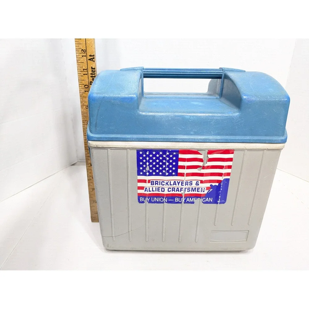Rubbermaid 1922 Cooler‎ Blue Gray Vintage Union Bricklayers Allied Craftsmen USA